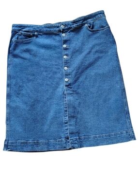 Joe Fresh 22W Stretch Denim Button Front Midi Skirt Plus Size